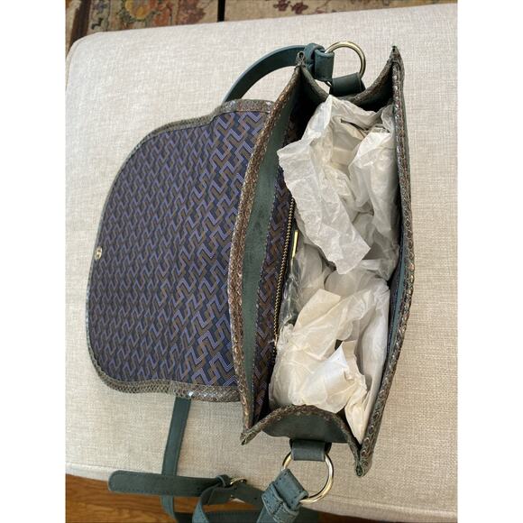 STEVEN BY STEVE MADDEN XL Leather Tapestry Crossbody Carpet Shoulder Bag NEW - Picture 11 of 16